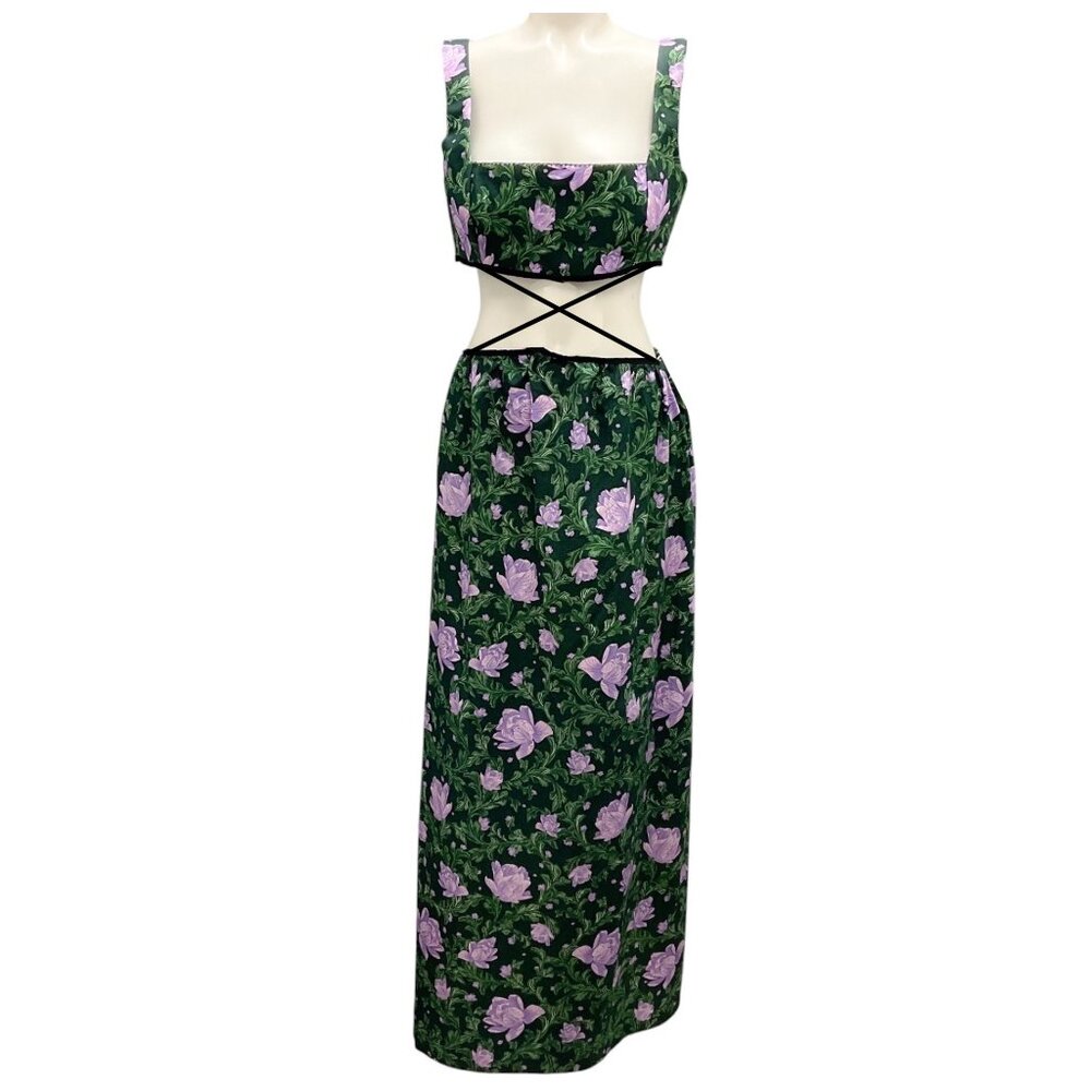 Agua by Agua Bendita Green / Purple Multi Peonia Peonia Ocaso Maxi Dress